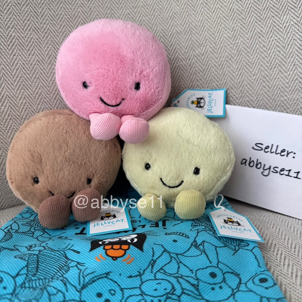 Jellycat Amuseables Macarons Set of 3 (Max, Mia, Mona) Plush Toys NWT Authentic